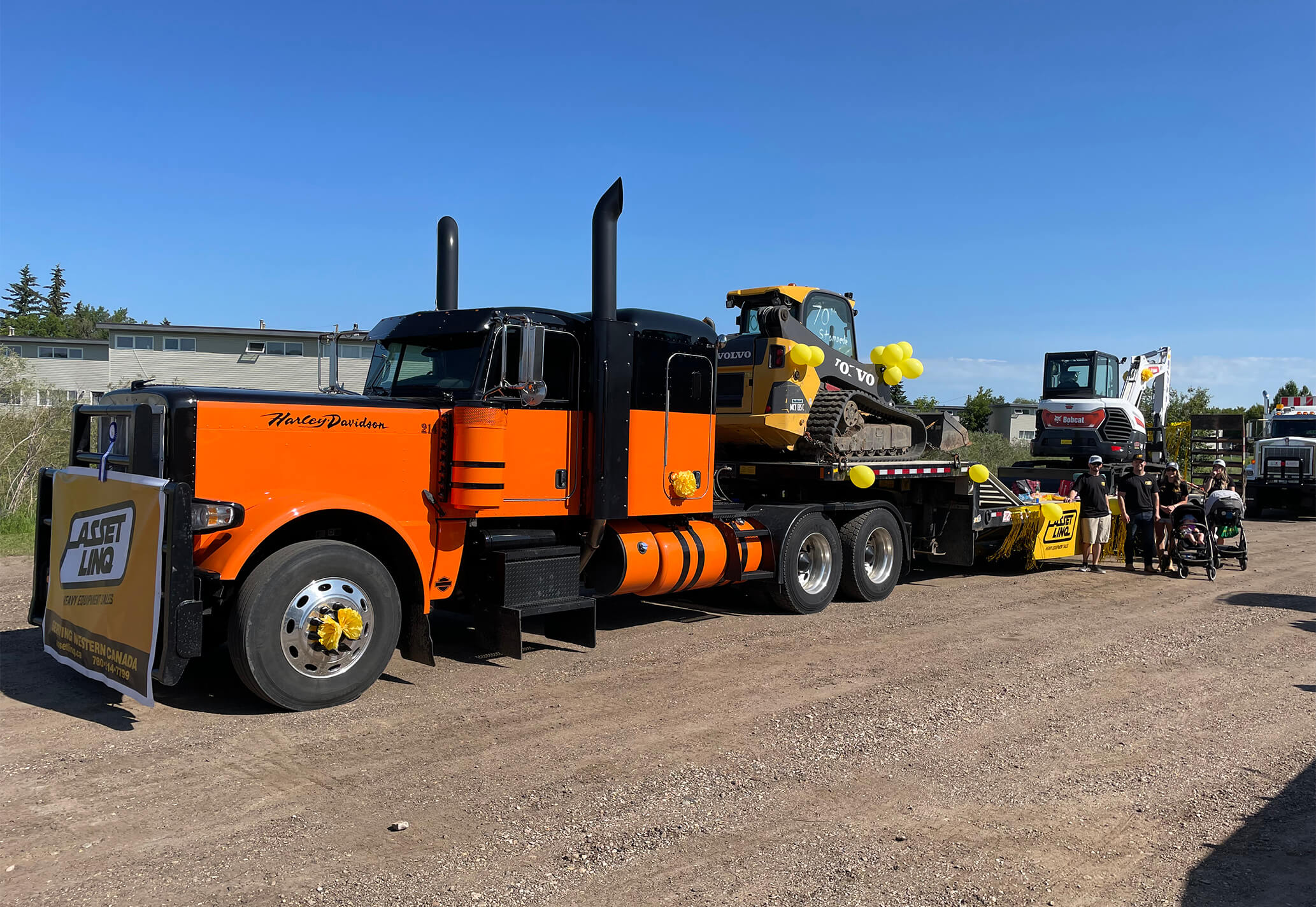 Orange semi truck parade